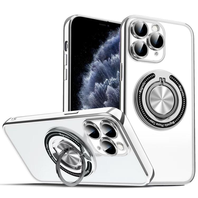 

For iPhone 11 Pro Colorful 360 Invisible Ring MagSafe Phone Case(Silver)