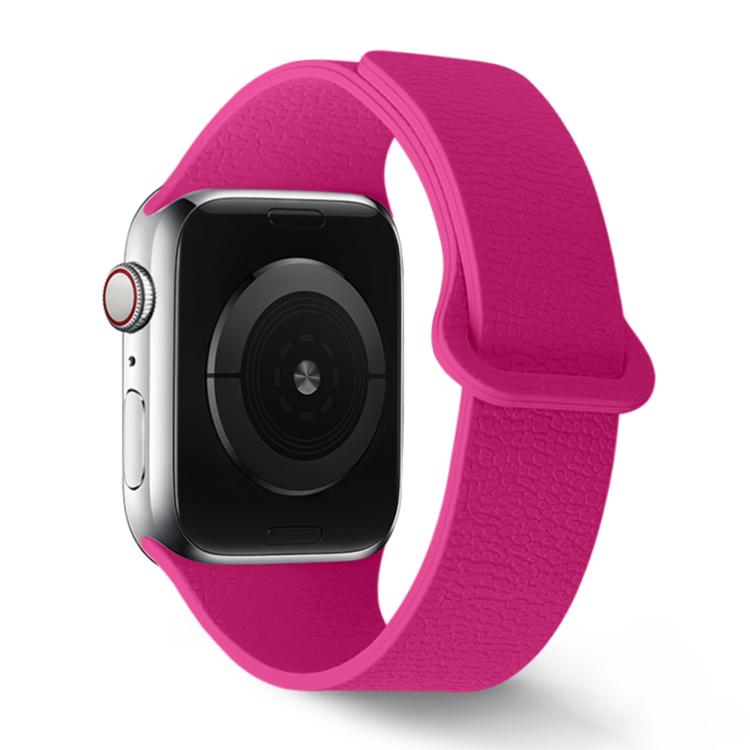 

For Apple Watch 46mm / 49mm / 45mm / 44mm Lychee Pattern Magnetic Loop Silicone Watch Band(Pink)