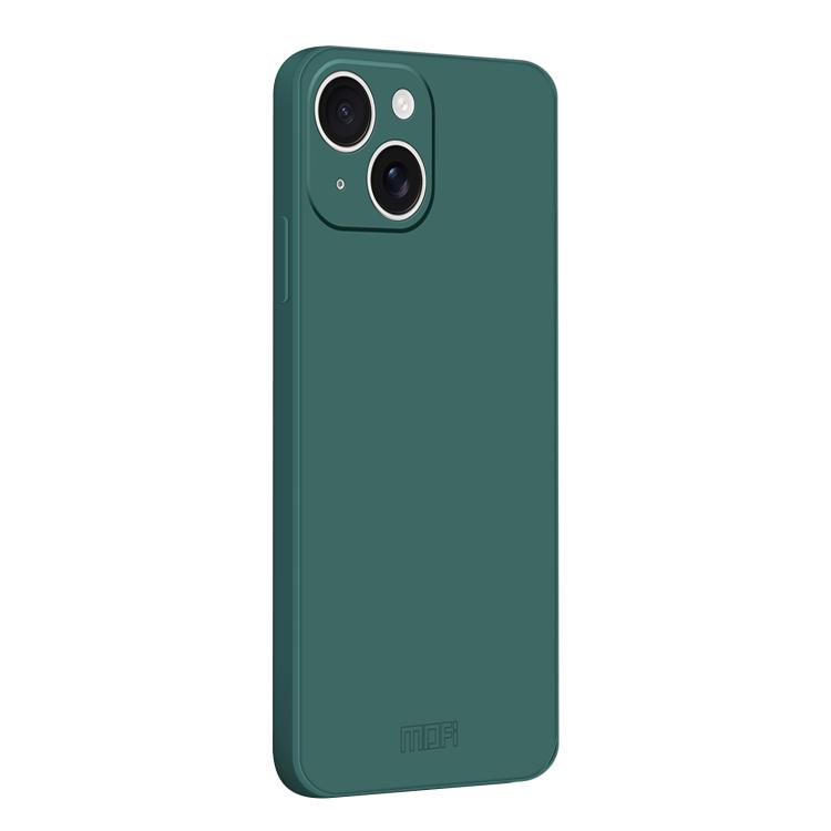 

For iPhone 15 Plus MOFI Caring Soft Shell Liquid Silicone Skin Feel Phone Case(Dark Green)