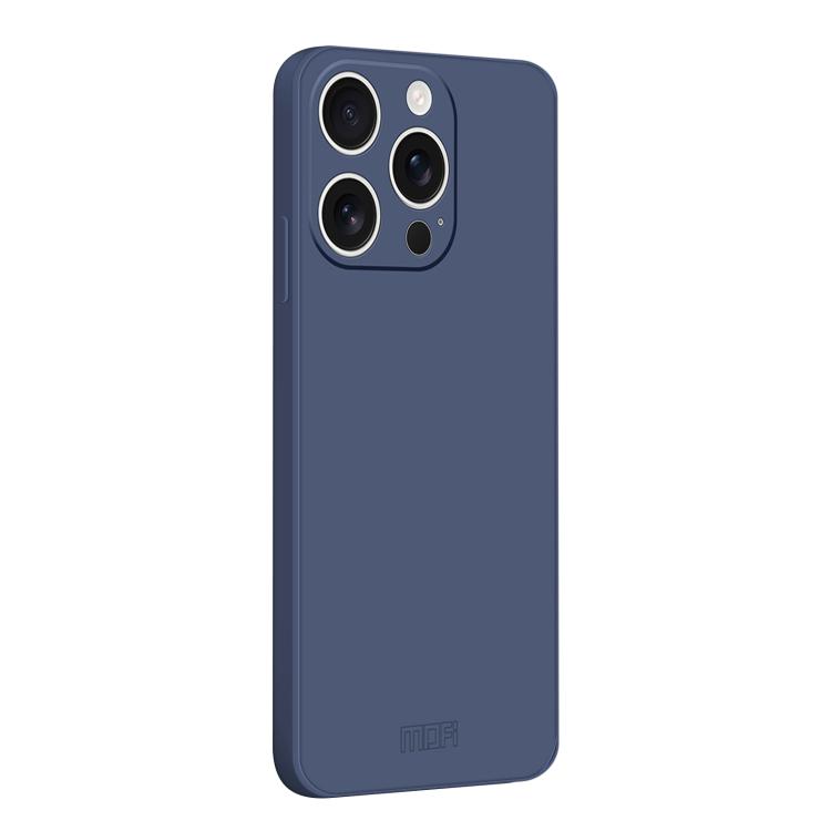 

For iPhone 15 Pro MOFI Caring Soft Shell Liquid Silicone Skin Feel Phone Case(Grayish Blue)