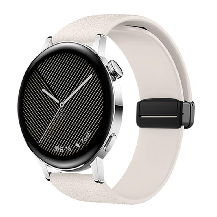 

22mm Lychee Texture Magnetic Fold Buckle Solid Color Silicone Watch Band(Starlight)