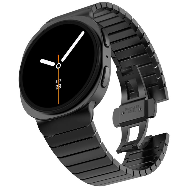 

For Samsung Galaxy Watch8 / Watch8 Classic One Beads Butterfly Buckle Stainless Steel Watch Band(Black)