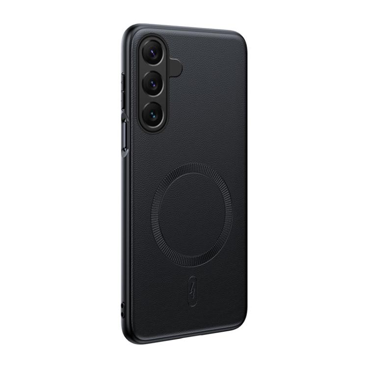 

For Samsung Galaxy S23 FE 5G Plain Leather MagSafe Shockproof Phone Case(Black)