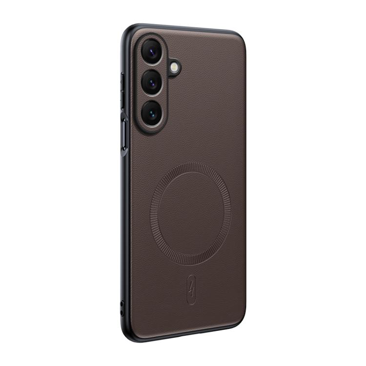 

For Samsung Galaxy S24 5G Plain Leather MagSafe Shockproof Phone Case(Brown)