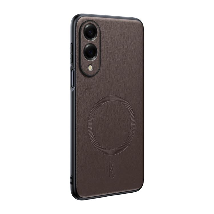 

For Samsung Galaxy S25 Edge 5G Plain Leather MagSafe Shockproof Phone Case(Brown)