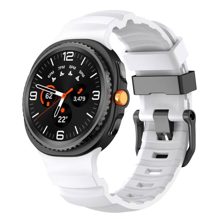 

For Samsung Galaxy Watch8 / Watch8 Classic Black Buckle Sports Silicone Watch Band(White)