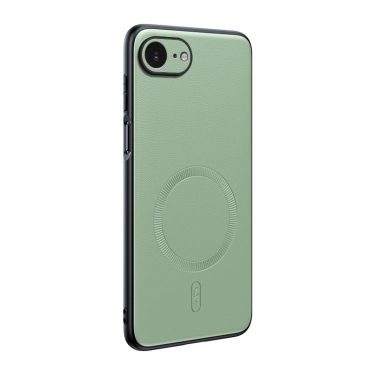 

For iPhone 16e Plain Leather MagSafe Shockproof Phone Case(Green)