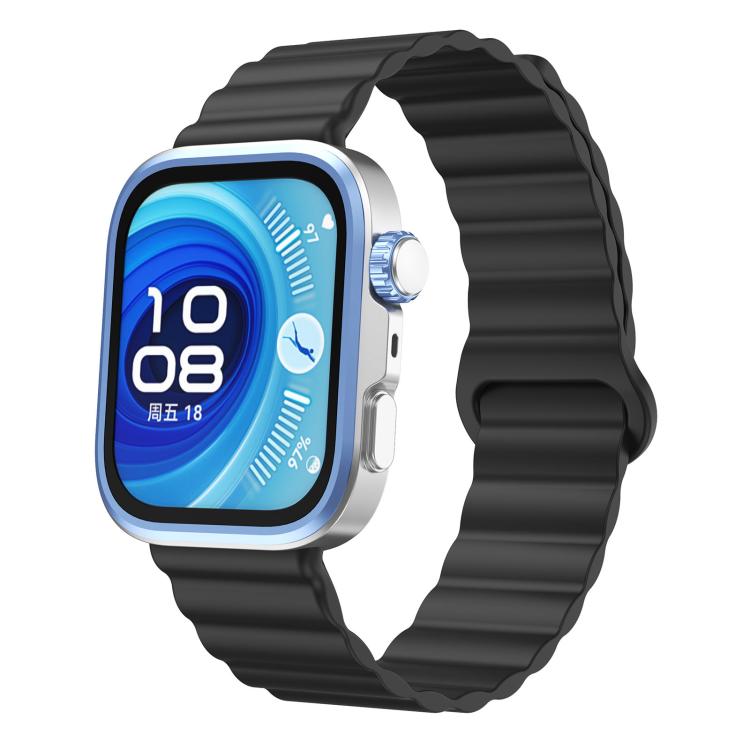

For Huawei Watch Fit 4 / Fit 4 Pro / Fit 3 Wave Magnetic Silicone Watch Band(Black)