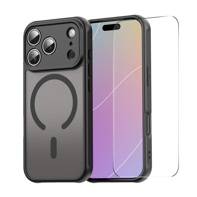 

For iPhone 17 Pro Max ENKAY Hat-Prince MagSafe Matte Translucent Shockproof Phone Case with Large Arc Edge Film(Black)