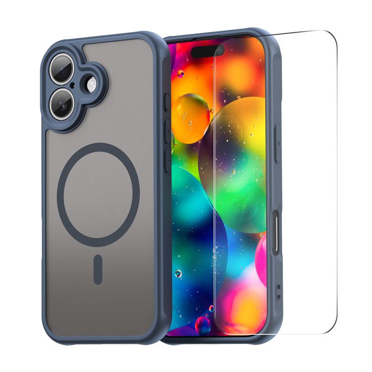 

For iPhone 17 ENKAY Hat-Prince MagSafe Matte Translucent Shockproof Phone Case with Large Arc Edge Film(Blue)