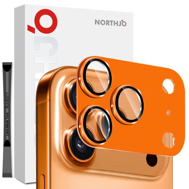 

For iPhone 17 Pro NORTHJO CD Vein Camera Lens Protector Tempered Glass Rear Lens Film(Orange)