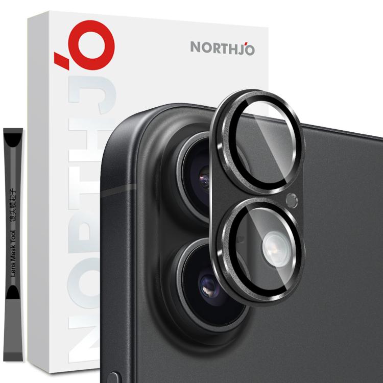 

For iPhone 17 NORTHJO Matte Camera Lens Metal Protector Tempered Glass Rear Lens Film(Black)