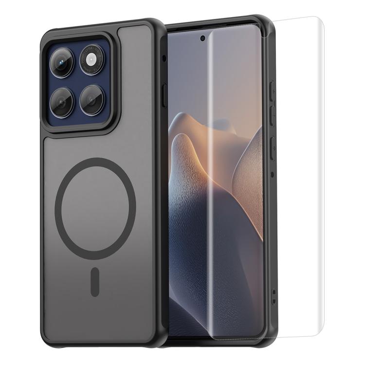 

For Motorola Edge 60 Pro ENKAY Hat-Prince MagSafe Matte Translucent Shockproof Phone Case with Soft Hydrogel Film(Black)