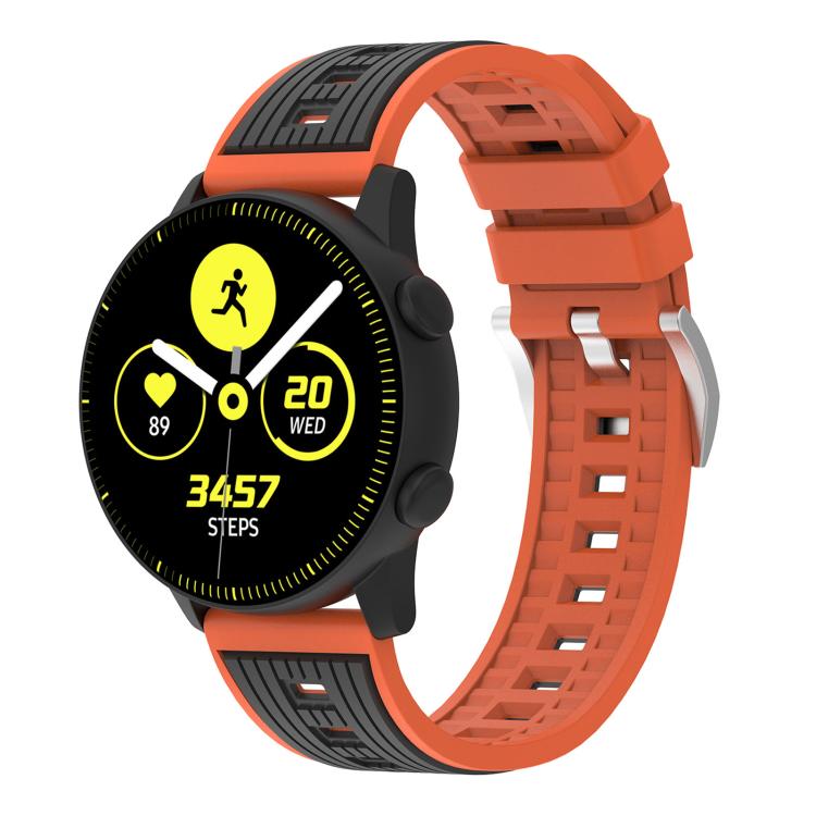 

20mm Two Color Vertical Striped Silicone Watch Band(Orange Black)