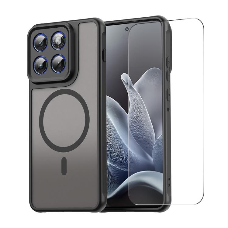 

For Motorola Edge 70 ENKAY Hat-Prince MagSafe Matte Translucent Shockproof Phone Case with Large Arc Edge Film(Black)