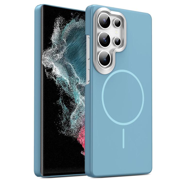 

For Samsung Galaxy S22 Ultra 5G Gold Armor PC Thin Circle MagSafe Shockproof Phone Case(Ocean Blue)