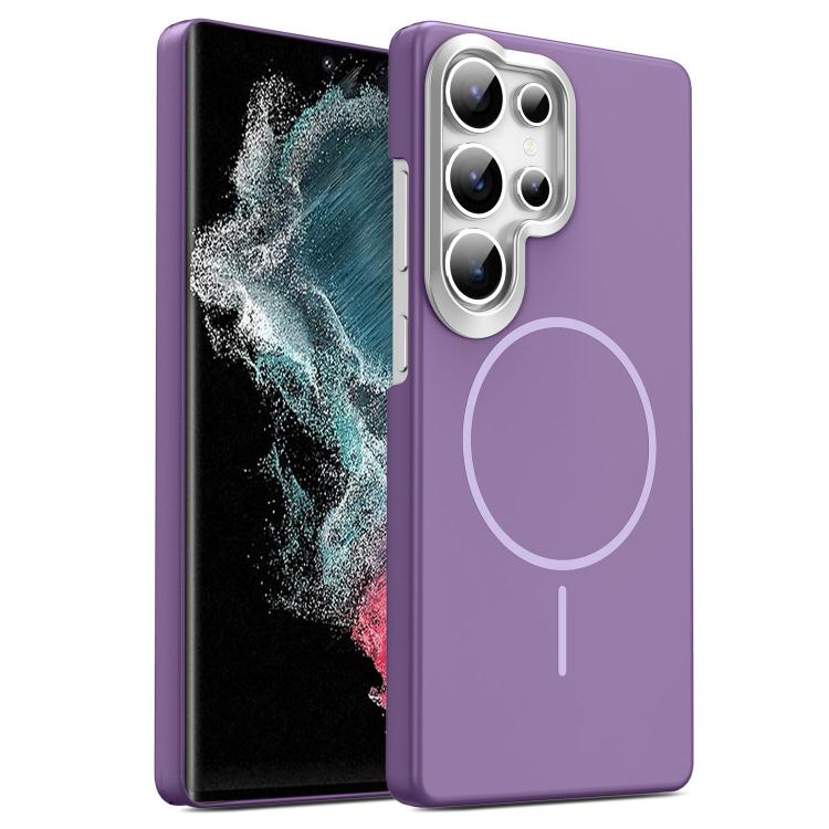 

For Samsung Galaxy S22 Ultra 5G Gold Armor PC Thin Circle MagSafe Shockproof Phone Case(Purple)