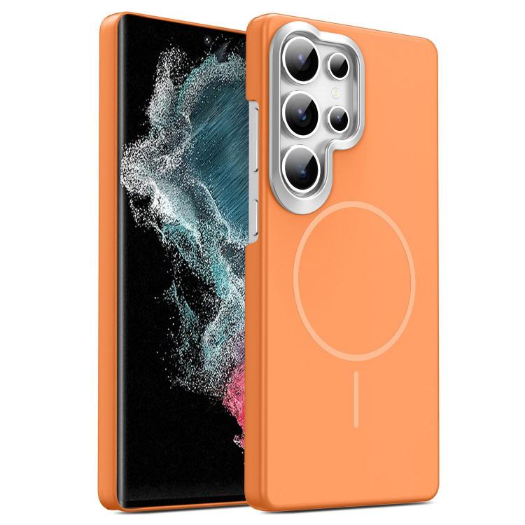 

For Samsung Galaxy S22 Ultra 5G Gold Armor PC Thin Circle MagSafe Shockproof Phone Case(Orange)