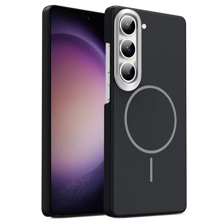 For Samsung Galaxy S23 5G Gold Armor PC Thin Circle MagSafe Shockproof Phone Case(Black)