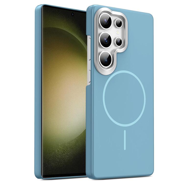 

For Samsung Galaxy S23 Ultra 5G Gold Armor PC Thin Circle MagSafe Shockproof Phone Case(Ocean Blue)