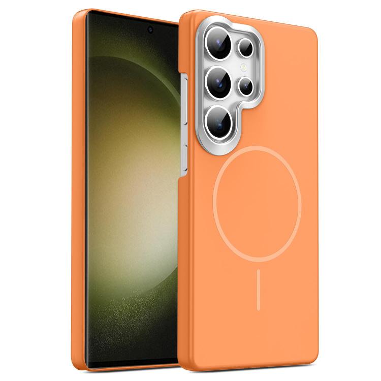 

For Samsung Galaxy S23 Ultra 5G Gold Armor PC Thin Circle MagSafe Shockproof Phone Case(Orange)