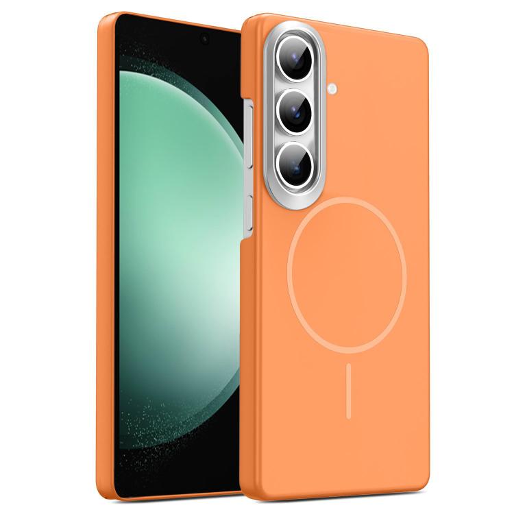 For Samsung Galaxy S23 FE 5G Gold Armor PC Thin Circle MagSafe Shockproof Phone Case(Orange)