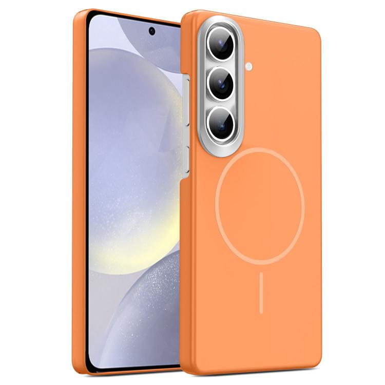 

For Samsung Galaxy S24 5G Gold Armor PC Thin Circle MagSafe Shockproof Phone Case(Orange)