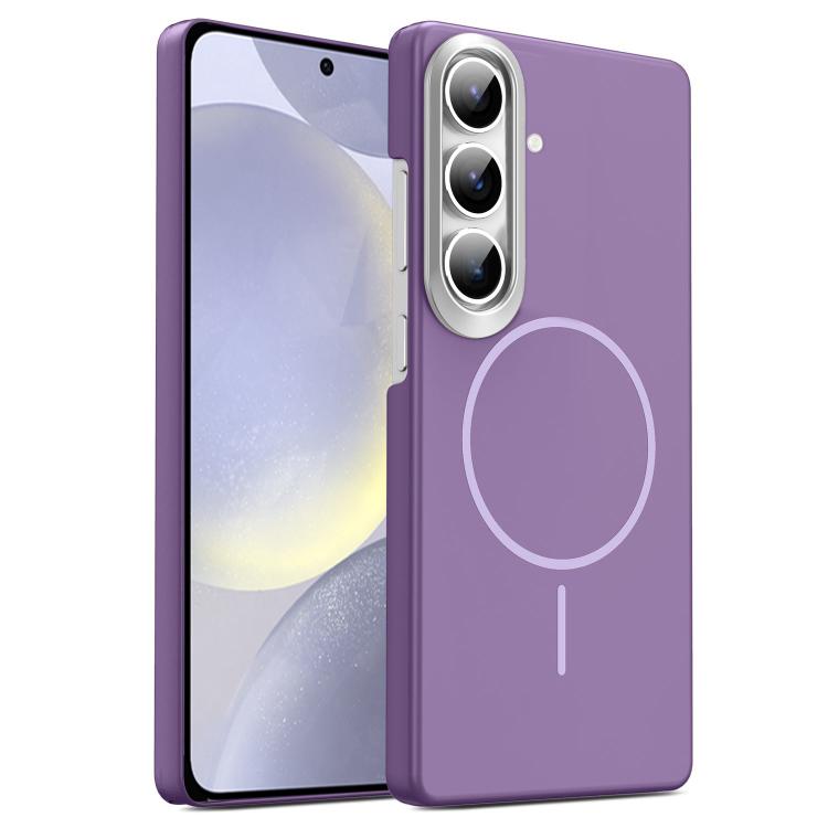 

For Samsung Galaxy S24+ 5G Gold Armor PC Thin Circle MagSafe Shockproof Phone Case(Purple)