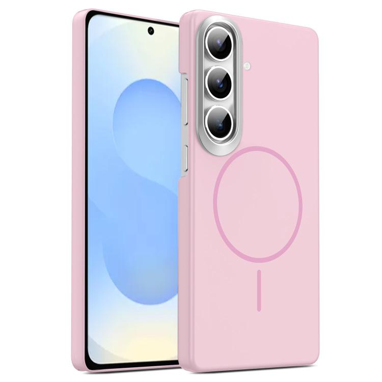 

For Samsung Galaxy S25 5G Gold Armor PC Thin Circle MagSafe Shockproof Phone Case(Pink)