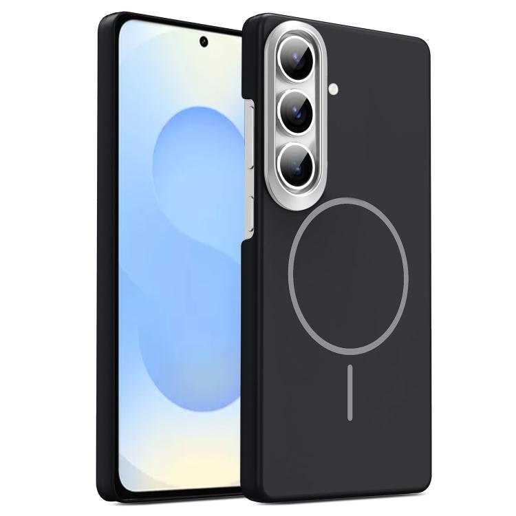 

For Samsung Galaxy S25+ 5G Gold Armor PC Thin Circle MagSafe Shockproof Phone Case(Black)