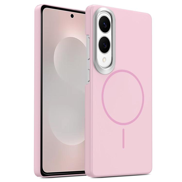 

For Samsung Galaxy S25 Edge 5G Gold Armor PC Thin Circle MagSafe Shockproof Phone Case(Pink)