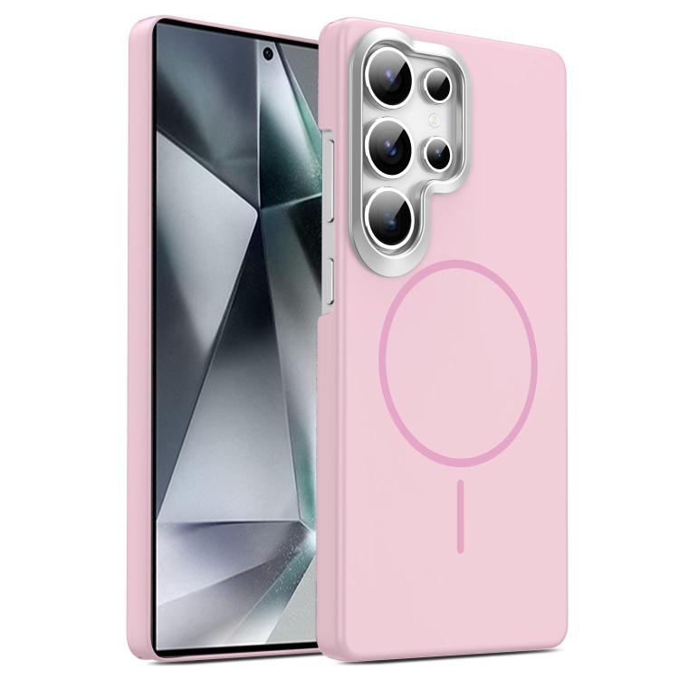 

For Samsung Galaxy S26 Ultra 5G Gold Armor PC Thin Circle MagSafe Shockproof Phone Case(Pink)