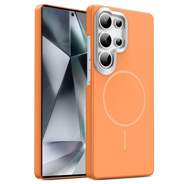 For Samsung Galaxy S26 Ultra 5G Gold Armor PC Thin Circle MagSafe Shockproof Phone Case(Orange)