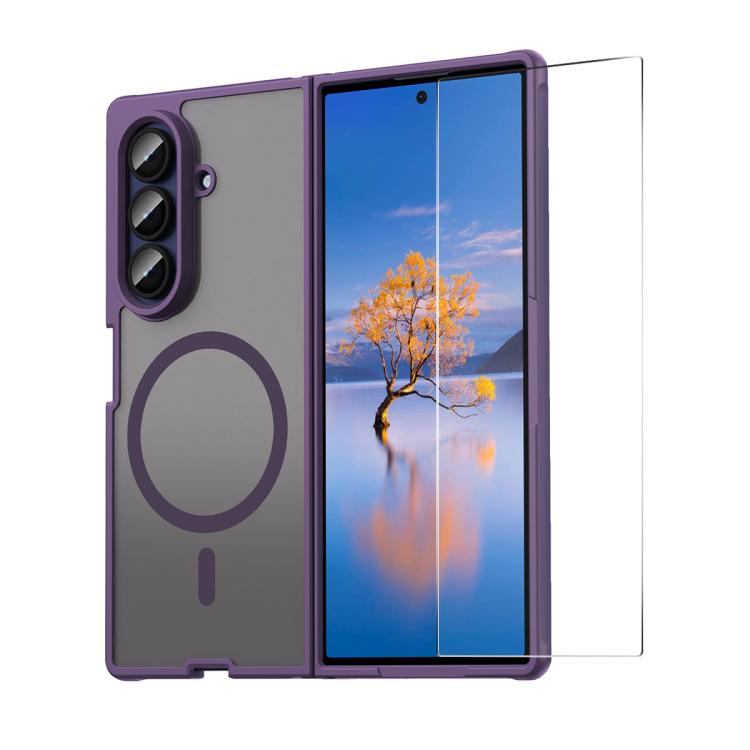 

For Samsung Galaxy Z Fold7 ENKAY Hat-Prince MagSafe Matte Translucent Shockproof Phone Case with Large Arc Edge Film(Purple)