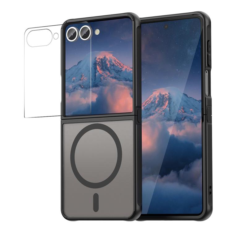 

For Samsung Galaxy Z Flip7 ENKAY Hat-Prince MagSafe Matte Translucent Shockproof Phone Case with Large Arc Edge Film(Black)