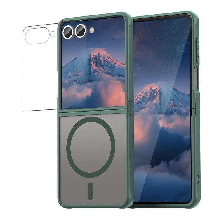 

For Samsung Galaxy Z Flip7 ENKAY Hat-Prince MagSafe Matte Translucent Shockproof Phone Case with Large Arc Edge Film(Green)