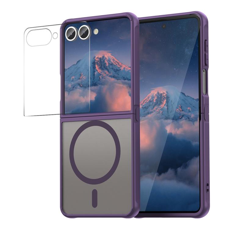 

For Samsung Galaxy Z Flip7 ENKAY Hat-Prince MagSafe Matte Translucent Shockproof Phone Case with Large Arc Edge Film(Purple)