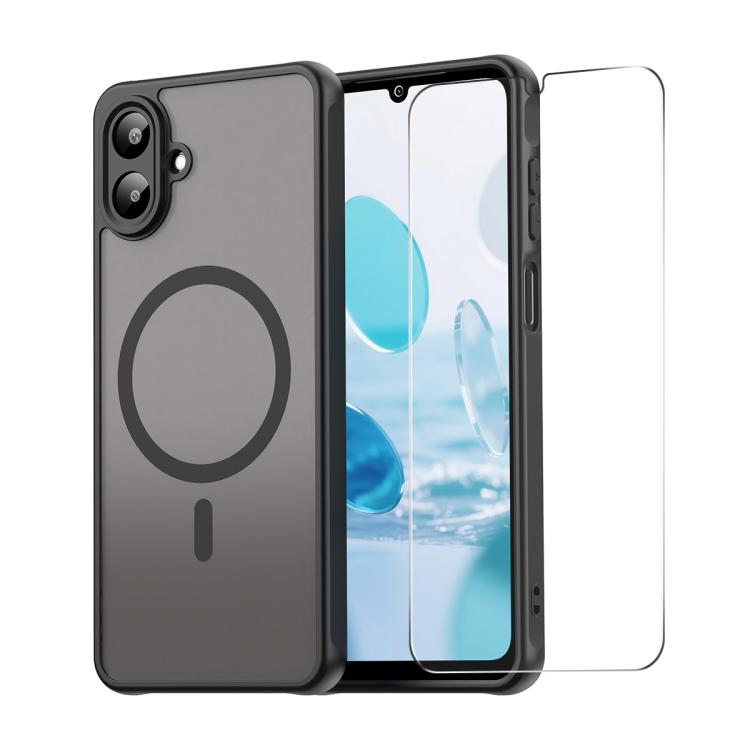 

For Samsung Galaxy A07 4G ENKAY Hat-Prince MagSafe Matte Translucent Shockproof Phone Case with Large Arc Edge Film(Black)
