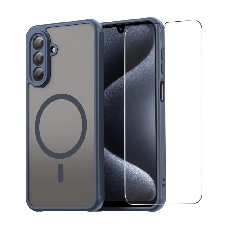 

For Samsung Galaxy A17 5G ENKAY Hat-Prince MagSafe Matte Translucent Shockproof Phone Case with Large Arc Edge Film(Blue)