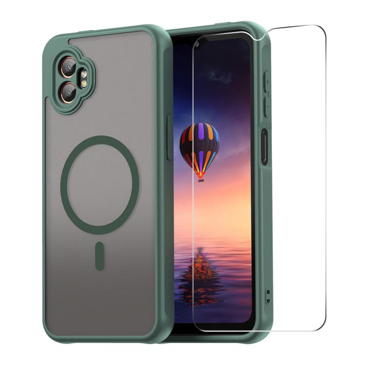 

For Samsung Galaxy Xcover7 Pro ENKAY Hat-Prince MagSafe Matte Translucent Shockproof Phone Case with Large Arc Edge Film(Green)