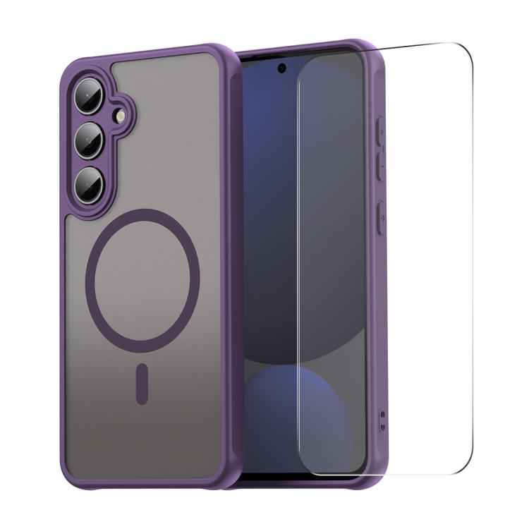 

For Samsung Galaxy S25 FE 5G ENKAY Hat-Prince MagSafe Matte Translucent Shockproof Phone Case with Large Arc Edge Film(Purple)