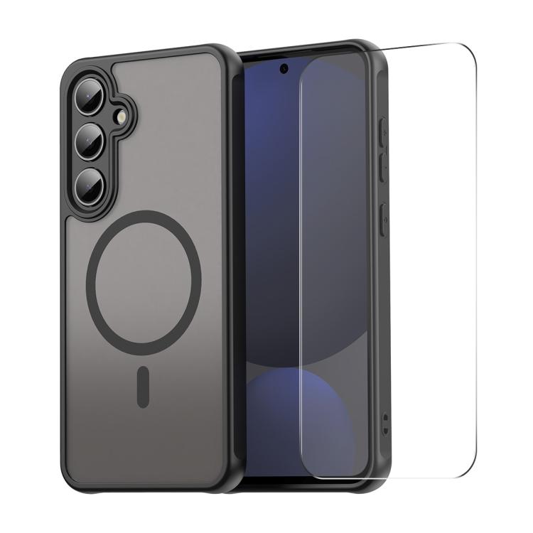 

For Samsung Galaxy S24 FE 5G ENKAY Hat-Prince MagSafe Matte Translucent Shockproof Phone Case with Large Arc Edge Film(Black)