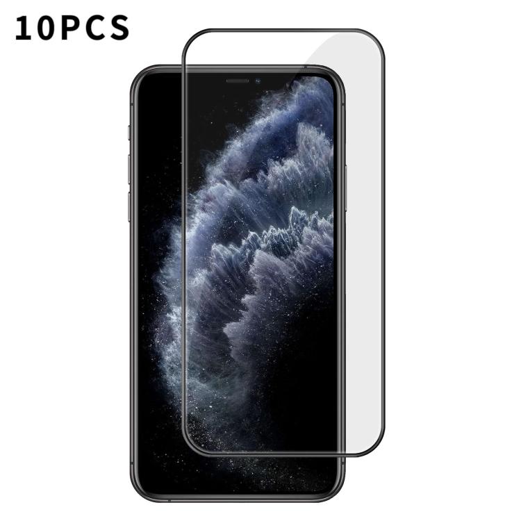 For iPhone 11 Pro 10pcs Kalebol High-Aluminum Screen-Printed Full-Coverage Anti-Fingerprint Black-Bordered HD Tempered Glass Film