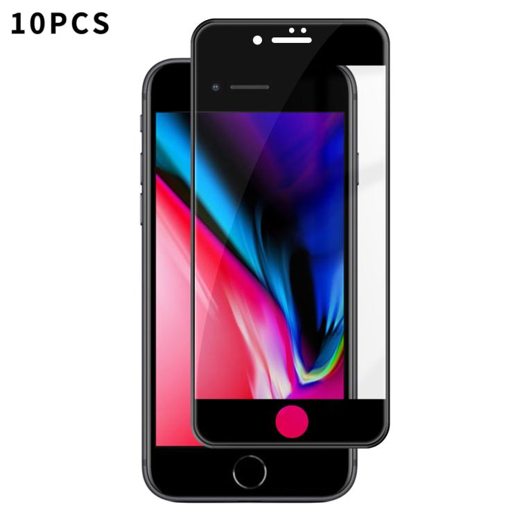 For iPhone 7 10pcs Kalebol High-Aluminum Screen-Printed Full-Coverage Anti-Fingerprint Black-Bordered HD Tempered Glass Film