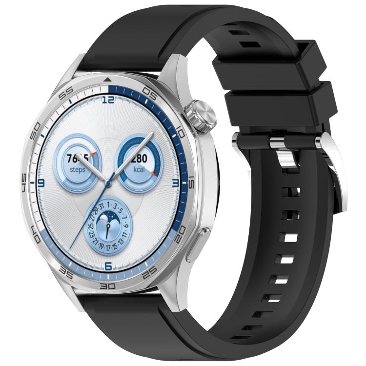 

22mm Press Button Quick Release Solid Color Silicone Watch Band(Black)