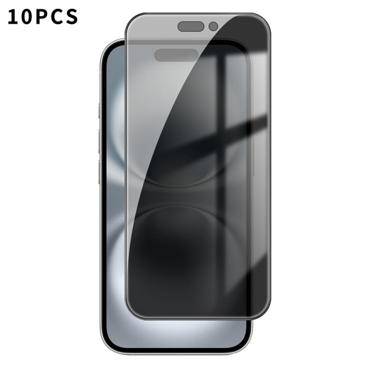 

For iPhone 16 Plus Kalebol 10pcs High-Aluminum Screen-Printed Full-Coverage Black-Border Privacy Tempered Glass Film