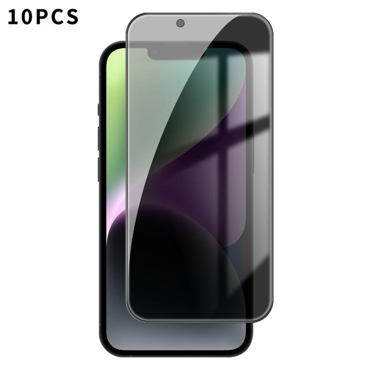 

For iPhone 14 Plus Kalebol 10pcs High-Aluminum Screen-Printed Full-Coverage Black-Border Privacy Tempered Glass Film