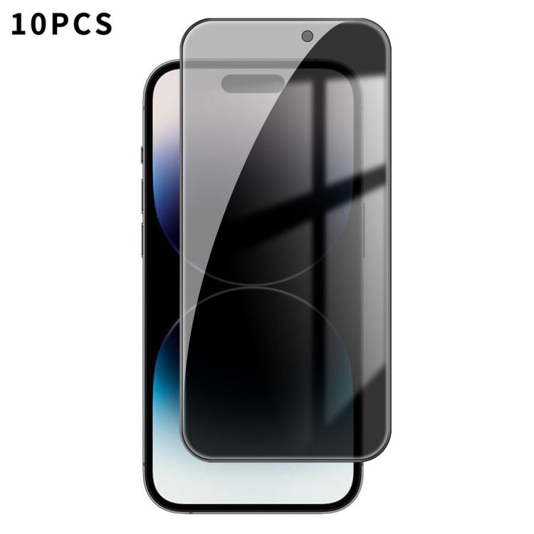 

For iPhone 14 Pro Max Kalebol 10pcs High-Aluminum Screen-Printed Full-Coverage Black-Border Privacy Tempered Glass Film