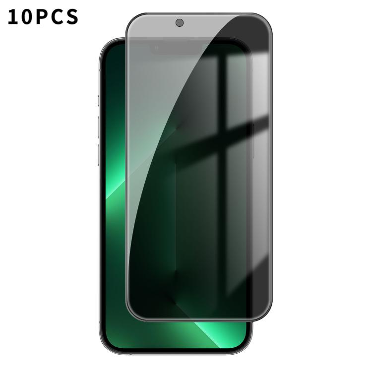 

For iPhone 13 Pro Max Kalebol 10pcs High-Aluminum Screen-Printed Full-Coverage Black-Border Privacy Tempered Glass Film