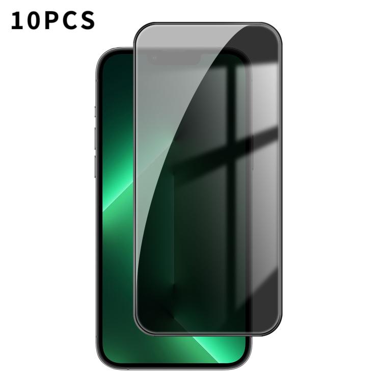 

For iPhone 13 Pro Kalebol 10pcs High-Aluminum Screen-Printed Full-Coverage Anti-Fingerprint Black-Border Privacy Tempered Glass Film
